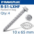 CONCRETE SCREW ANCOR 12.5X65MM R-LX HEX WITH FLANGE ZINC PLATED